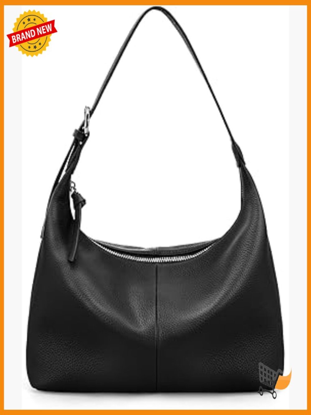 Genuine Leather Slouchy Hobo Bag, Lightweight Shoulder Purse for Work Casual